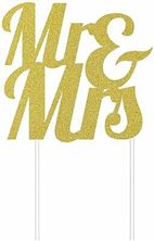 Picture of MR & MRS CAKE TOPPER GOLD 18 X 23CM (7 X 9)